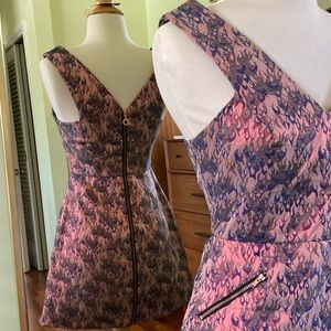 Topshop flame jacquard shift dress fit flare zip